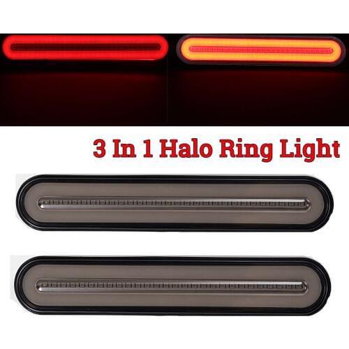 3 in 1 Neon LED Trailer Truck Brake Light Waterproof Tail Brake Stop Light Flowing Turn Signal Lamp 12-24V