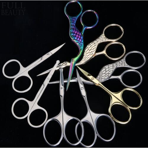 Nail Scissors Curved Round Sewing Crane Stainless Steel Cuticle Cutter Eyebrow Scissors Manicure Trimmer Nail Makeup Tool CH1519