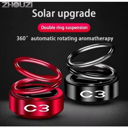 Car Air Freshener Car Aromatherapy Solar Auto Rotation Double Ring Scent Decor Car Decoration For Citroen C3 Auto Accessories
