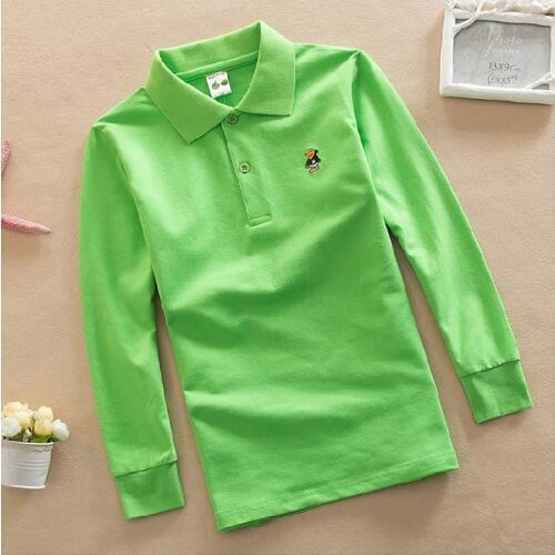 High quality 3-12 years old boy polo shirt brand childrens warm cotton solid color lapel long sleeve short-sleeved T-shirt