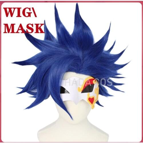 Anime SK8 Shindo Ainosuke Cosplay Wig ADAM S Blue Short Fluffy Synthetic Hair Heat Resistant The Infinity Half Face Mask