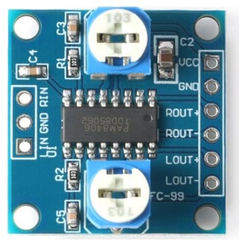 PAM8406 digital power amplifier board with volume potentiometer stereo noise-free power amplifier board module 2X5W