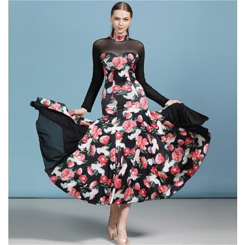 2020new Ballroom Dance Fashion Printing Competition Dress Dance Ballroom Waltz Dresses Standard Dance Dress Women Ballroom Dress