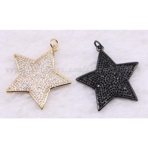 5 pieces star pendant charm wholesale jewelry necklace pendants micro paved mix color custom jewelry pendants beads 3521