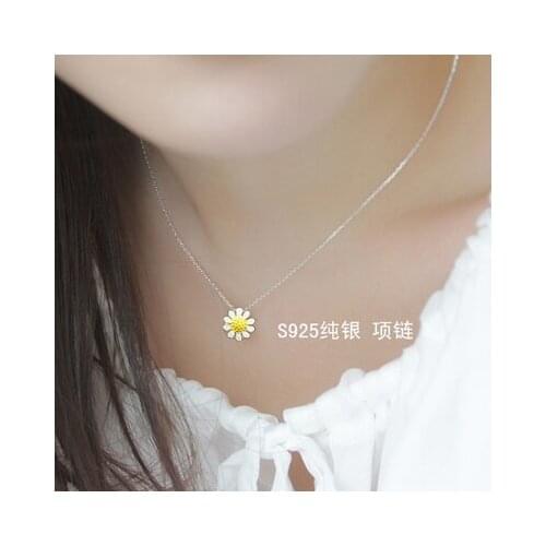 925 Sterling Silver sunflower Necklaces & Pendants For Women Fashion Lady Festival Gift Sterling-silver-jewelry