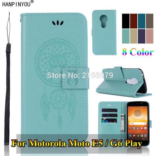 For Motorola Moto E5 / G6 Play G6Play 5.7" 3D Pattern Owl Luxury Flip PU Leather Case Card Insert Slots Wallet Stand Cover Shell