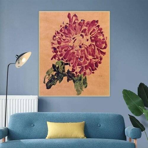 Rote Chrysantheme 1910 by Egon Schiele Canvas Oil Painting Aesthetics Art Picture Backdrop Wall Hanging Decor Home Decoration