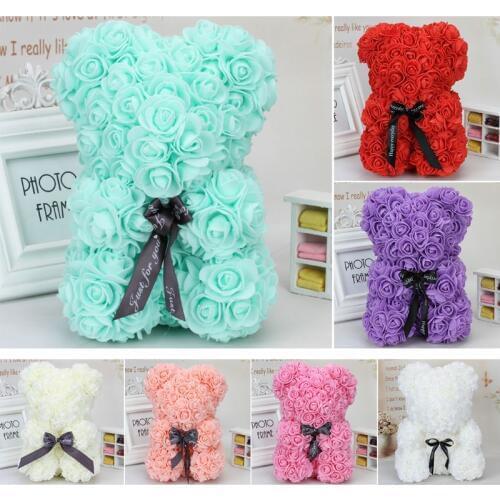 Wedding Flower Bear Decoration Handmade Flower Cute Fashion Artificial Decoration Ornaments Gifts Doll Valentines Birthday Party