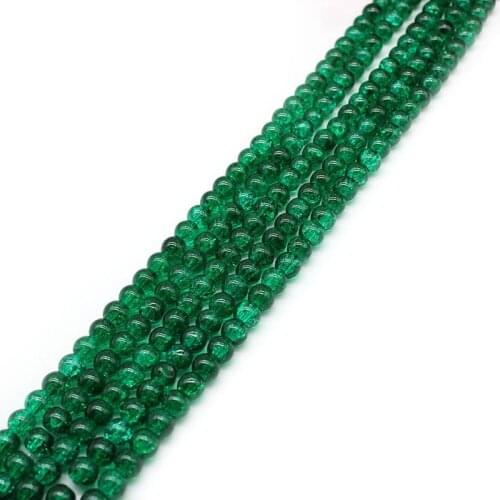 Natural Stone Dark Green Cracked Quartz Beads for Jewelry Making Crystal Round Loose Beads 8 10 12 mm Diy Bracelet Necklace