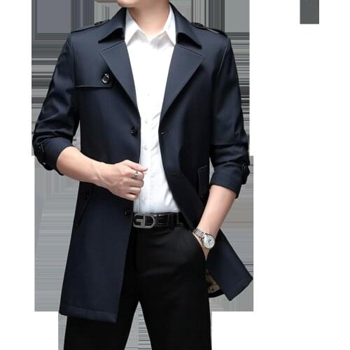 Men Trench Coats Autumn Solid Color Men Korean Version Jacket Single Breasted Formal Long Trench Coat Male Plus Size 7XL