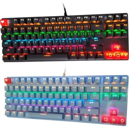 87 Keys Universal RGB Backlight Mechanical Keyboard USB Wired Gamer Keyboard for Desktop Game Player