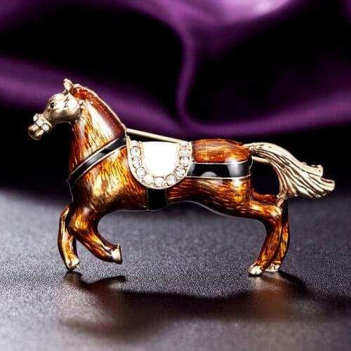 Zlxgirl jewelry fashion brown Enamel women punk horse shape animal hijab accessory womens party couple scarf pins broaches