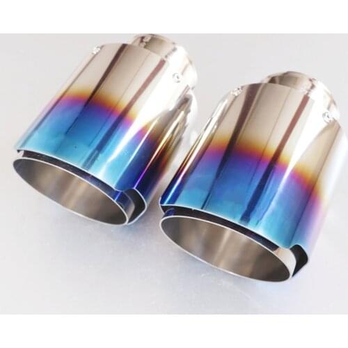 1 Piece Car Muffler Tip Exhaust System Universal Straight Stainless Blue Exhaust Pipe Mufflers Multiple Sizes