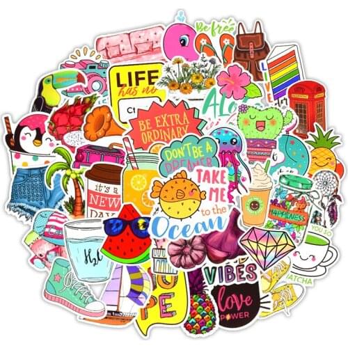 100 PCS Cute Cartoon Wall Sticker for Kids Rooms Fashion Kawaii Waterproof Wall Stickers Decor Mirror Kettle Bedroom Living Room