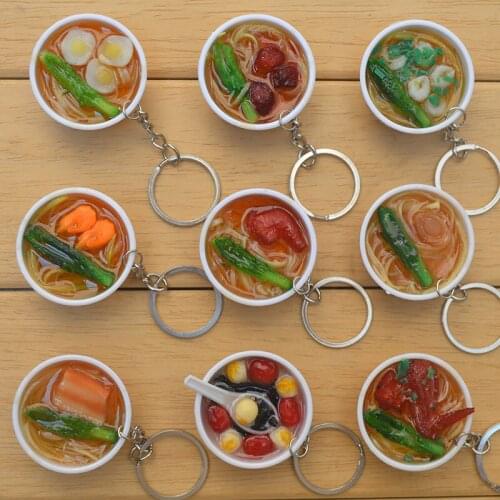 20pcs/lot 4cm Resin Simulation Food Model Bowl Keychain Creative Mini Bag Pendant Key Chain Keyring Kids Toys