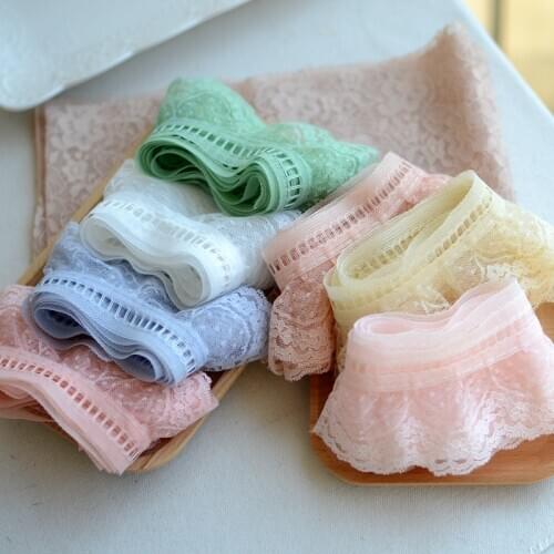 5Meters 6.5cm wide Non-elastic hollow micro-fold lace accessories cuff collar skirt skirt baby clothing accessories X081