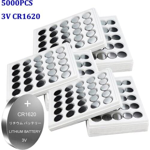5000pcs CR1620 Button Cell Coin Batteries CR 1620 Car Remote Control Electric Alarm 1620 ECR1620 DL1620 3V Lithium Battery