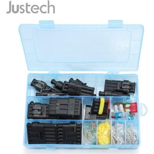 Justech Waterproof 1 2 3 4 5 6 Pin Car Waterproof Electrical Terminal Wire Connector + Mini Blade Fuses MA867 for Motorcycle Car