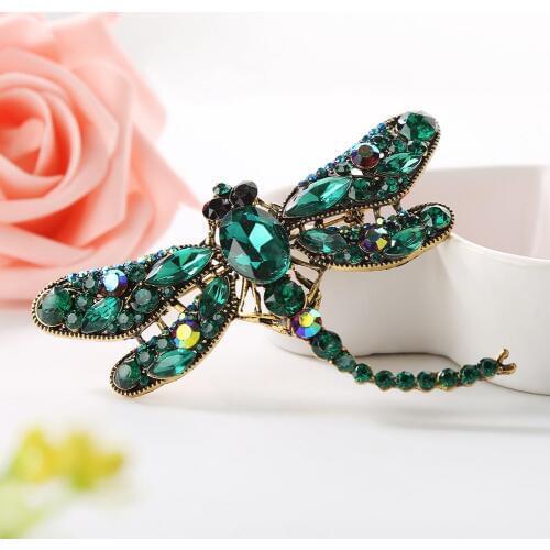 2019 vintage Hot Fashion Women Dragonfly Crystal Brooch Lovely Rhinestone Scarf Pin Jewelry New