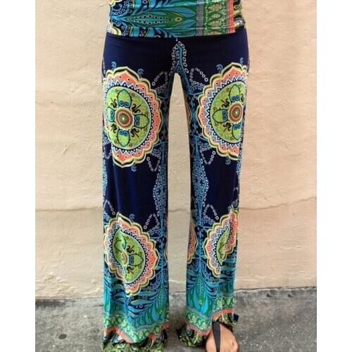 Vintage Color Print Wide Leg Casual Pants Women Retro Loose High Waist All-match Elastic Waist Straight Mom Pants