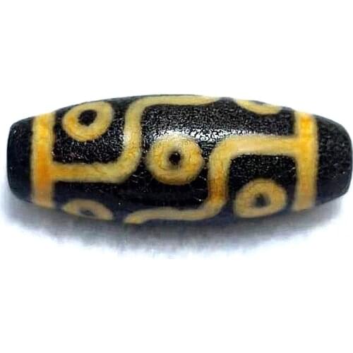 Agate DZI Beads Old Yellow/Black Dragon Pattern 9 eyes Totem 11*28mm Agate Beads Men&women Jewelry DIY Free Shipping
