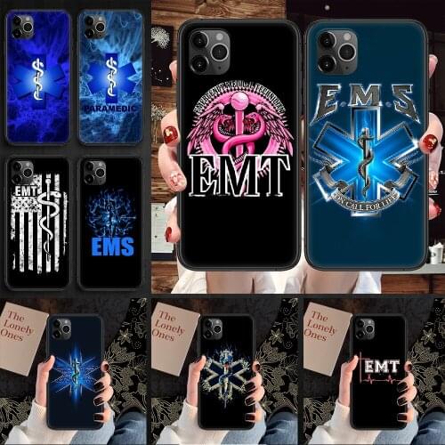 EMT EMS Medical Rescue Phone Case Cover Hull For iphone 5 5s se 2 6 6s 7 8 12 mini plus X XS XR 11 PRO MAX black 3D Etui fashion