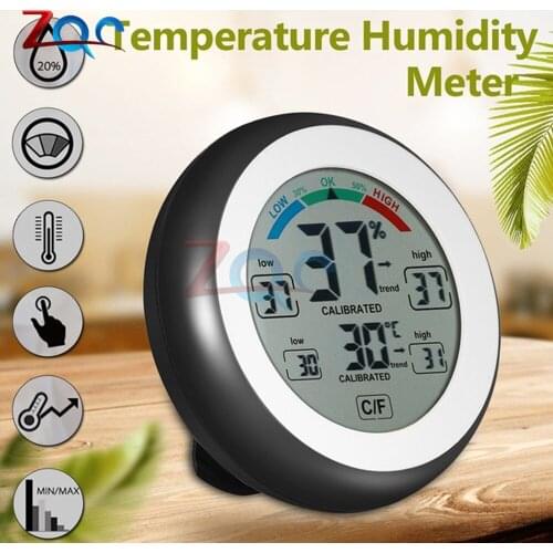 LCD Display Digital Thermometer Hygrometer Round Wireless Electronic Temperature Humidity Meter Weather Station Tester Indoor