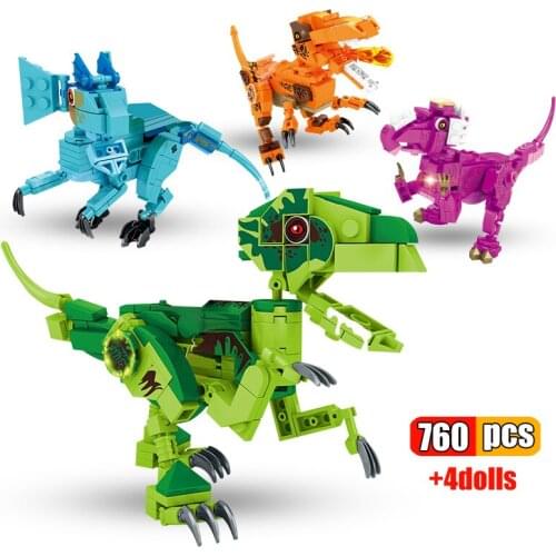 4pcs/set Dinosaurs Toys Building Blocks Jurassic World Park Carnotaurus Spinosaurus Raptor Claw Dragon Model Bricks Toys Gifts