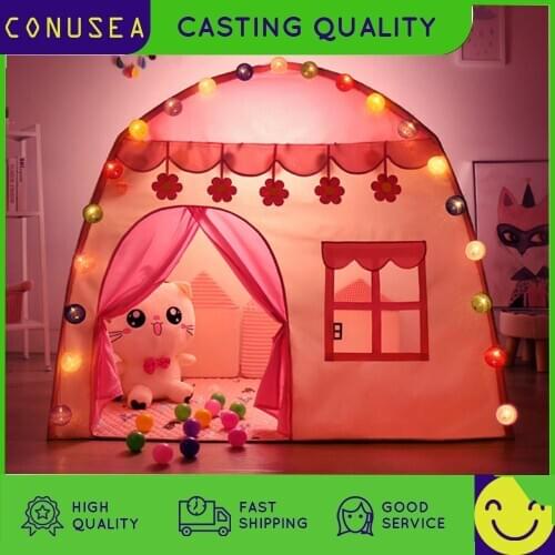 Play House Toy indoor outdoor Portable Childrens tent house camping Princess Castle with Lights Gift Toys for girls kids baby