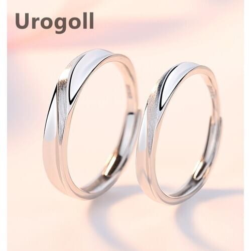 Noble Wedding Couple Rings 100% Real 925 Sterling Silver Rings Wedding Brushed Frosted Opening Jewelry Lover Anniversary Rings