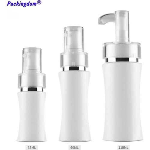 10pcs Pump Dispenser Empty Bottle Plastic Cosmetic Containers Slim Waist Refillable Emulsion Bottles Lotion Tube 35ml 60ml 110ml