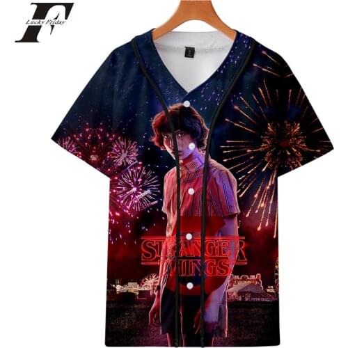 New Stranger Things 3D t shirt Horror TV series Stranger Thing sleeve baseball tshirt uniform Men/Women Casual t-shirt Clothes