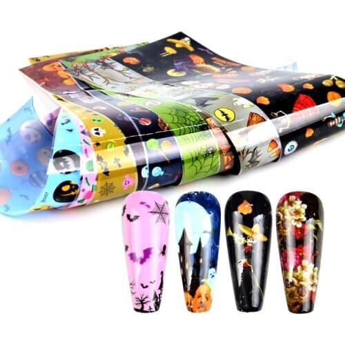 LCJ Holographics Nail Foils Christmas/Hallowee Nail Art Transfer Sticker Slide Nail Art Decal Nails Accessories