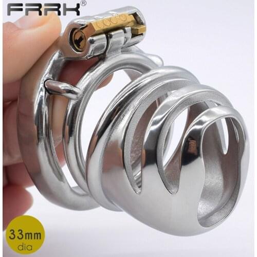 FRRK Intimate Exotic Accessories Metal Male Chastity Cock Cage for Men Bondage Belts Device Steel Couple Penis Rings
