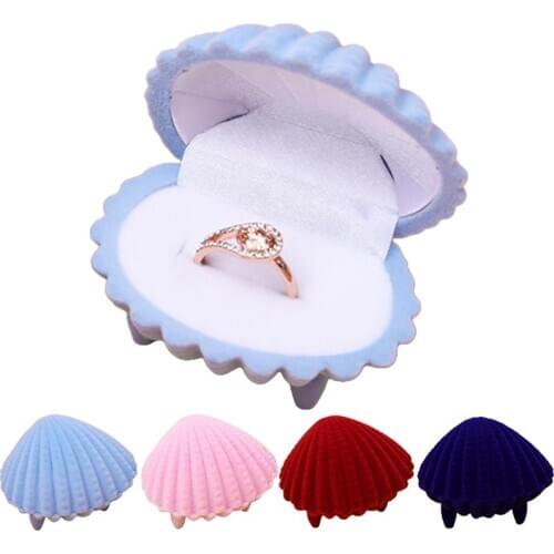 Creative Ring Box Romantic Elegant Sea Shell Shape Ring Case Earring Box Jewelry Storage Box Jewelry Display Dropshipping