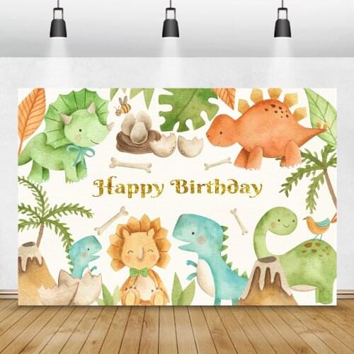 Laeacco Safari Party Cartoon Dinosaur Backdrop Newborn Baby Shower Boy Birthday Wild Jungle Forest Custom Photography Background