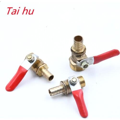 Brass 6/8/10/12mm Red Lever Handle Ball Valve Hose Barb 1/4" 3/8" 1/2" BSP Male Thread Connector Pipe Fitting Coupler Adapter