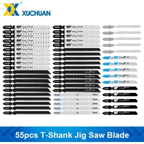 T-Shank Jig Saw Blade 55pcs Jigsaw Blade for Wood Metal Cutting Tool HCS Steel Saw Blade