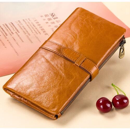 Fashion Luxury Phone Wallet Women Genuine Leather Female Long Wallets Ladies Purse for ID Card Coins Pocket Handy Clutch Walet