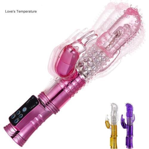 Powerful 12 Speeds + 360 Rotation G Spot Dildo Rabbit Vibrator Clitoris Stimulator Tidal Wave Magic Massager Wand Sex Shop Toys