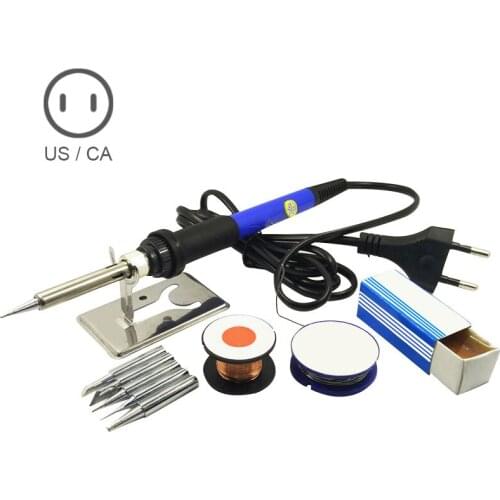 60W 220V 110V Electric Soldering Iron Set Tool Kit Solder Wire Tips Stand J2Y