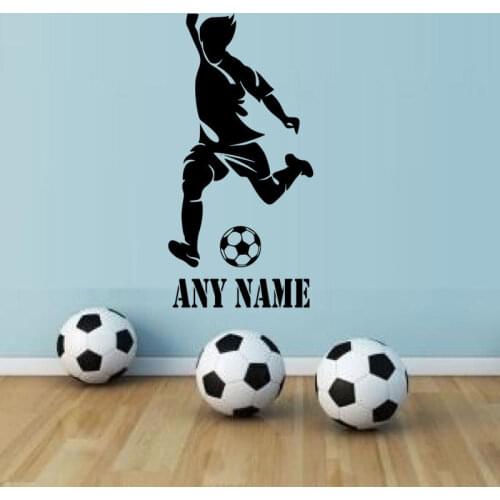 Personalised Boys Name Wall Art Stickers Football Player Removable Vinyl Sport Wall Decals Home Decor Teens Boy Room H191
