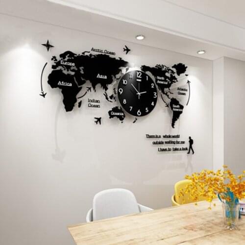 World Map Wall Clock Nordic Modern Minimalist Decoration Acrylic for Home Bedroom Office Dropshipping