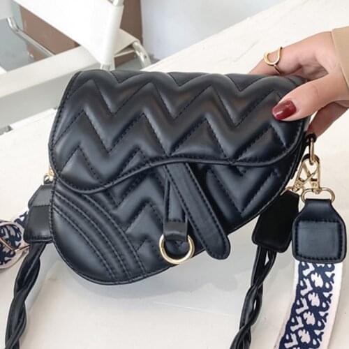 Solid Color Shoulder Crossbody Saddle Bags For Women 2021 PU Leather Womens Designer Simple Handbag Female Travel Messenger Bag