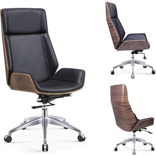 High-Back Bentwood Swivel Office Computer Chair Micro Fiber Leather Office Furniture For Home,Conference Task Leather Armchair