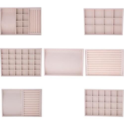 Beige Velvet Tray for Ring Cufflinks Earrings Bracelet Necklace Jewelry Display Holder