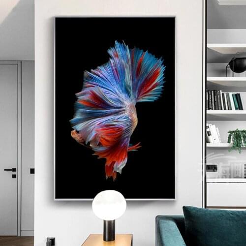 Posters and prints nordic hand painted koi fish wall art canvas oil painting abstract animal living room wall picture art