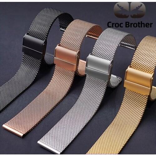 Quick Release 10-22 MM Snap Button Milanese Metal Watch Band For Xiaomi Huawei DW Stainless Steel Wristband Accessories