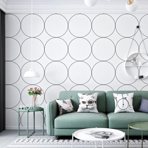 Northern European Style Wallpaper Artistic Geometric round Plaid Ins Female Harajuku Style Japanese-Style Guest Room Background