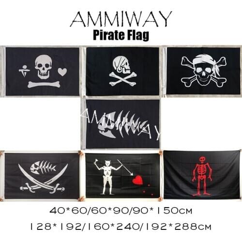 AMMIWAY Pirate Fish Stede Bonnet Henry Every Blackbeard Edward Low Teach Skull and Cross Crossbones Sabres Flags and Banners